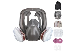 Full Face Silicone Mask with Anti-Toxic Filter Firefighting Chemical Pesticide Resistant Spray Painted Protective Face Shield