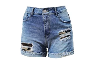 Premium Quality Breathable Quick Dry Ladies Canvas Denim Shorts Elastic Waist for Wash Simple Plain Design Casual Style