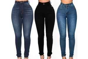 Foreign Trade Women's Jeans, High-waisted Jeans, Women's DressJeans, Elastic, Holes, High-waisted, Straight for Women to Wear