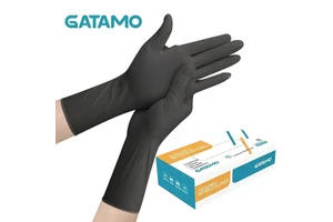 SN045 M Size Food Grade Black Examination Household Tattoo Nitrile Gloves Powder Free Disposable Tapered Cuff Anti-Slip