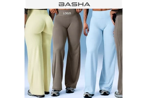 Custom Logo Women High Waist Wide Leg Yoga Pants Hip Lifting Flared Leggings Quick Dry Gym Fitness Workout Pants OEM