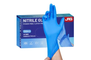 Blue disposable nitrile gloves 100pcs 1 box 3mil for industrial use in food processing waterproof oil resistant powder free