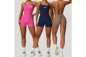 Women's Sleeveless Yoga Jumpsuit Fitness Activewear Spandex Bodysuit Fashion Sports Wear Custom Logo Gym Workout Jumpsuit