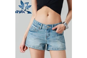 Best Quality Women's High Waist Distressed Washed Denim Shorts Breathable Summer Straight Jeans 3D Embroidery Sexy Streetwear