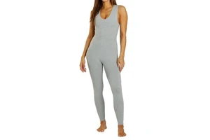 Women Sportswear Active Solid Yoga Jumpsuit One Piece Full-Length Fitted Jumpsuit Light Gray Sleeveless Jumpsuit OEM Services