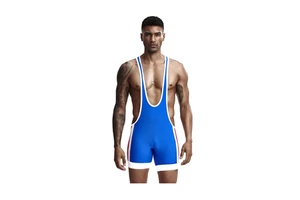 Men's Sports Fitness Jumpsuit One-piece Bodysuit Wrestling Singlet Vest