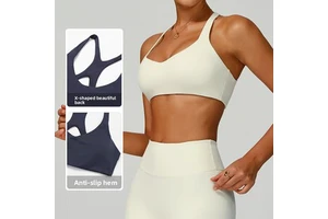 Eco-Friendly Recycled Recycled Nylon Sports Bra Hollowed-Out Beautiful Back Tight Solid Pattern Womens Bra