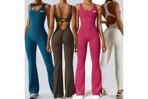 YOKE Fitness Yoga Sets Women Jumpsuit Sleeveless Tracksuit Black Sports Shorts Backless Cross Bodysuit Sportswear Gym Clothing