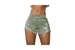 Stylish Women Denim Shorts High Waist Super Distressed and Custom Stone Washed Women Denim Shorts for Casual Wear