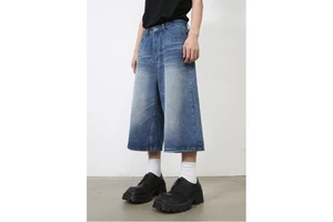 Men's Jeans New American Style Breathable Cropped Straight Leg Denim Shorts Retro Washed Loose Fit Mid Casual Summer Look