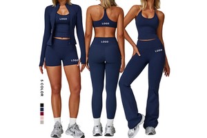 High Quality Lightweight Plus Size Women's Yoga Suit Solid Elastic Waist 3 Piece Set Sleeveless Spandex/Nylon Four-Way Stretch