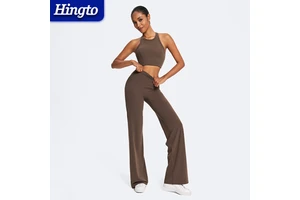 Gym Activewear Sets Nylon And Spandex Gym Clothes Quick Dry High Elastic Female Fitness Wear OEM Customized Wide Leg Yoga Sets