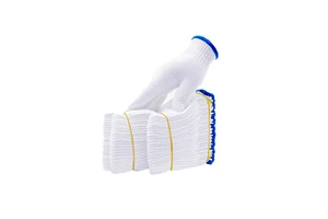 White Cotton Knitted Work Safety Gloves Thread Cotton Gloves