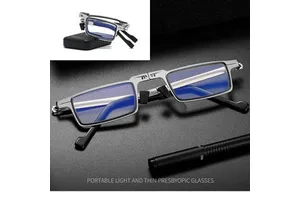 2026 New Arrivals High-Definition Portable Folding Anti-Blue Light Eyeglasses Slim Ultra-Thin Metal Lens Eyewear