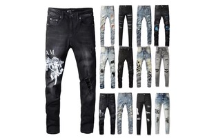 202Wholesale High Quality Cotton Streetwear Distressed Wash Straight Style Stonewashed Amiiry Denim Trousers Pants Men's Jeans