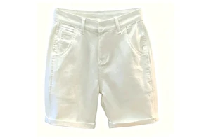 White Straight Rolled Hem Denim Shorts Stretch Breathable Casual Versatile Daily Commute Basic Men's Shorts