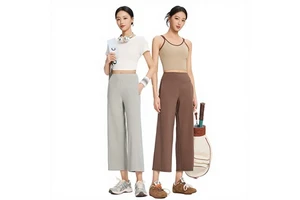 Women's Yoga Pants Summer 2026 New Thin Loose Wide-leg Straight-leg High Waist Elastic Waist Casual Cropped Sports Outerwear