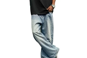 Top-Trending High Quality Breathable Windproof Mid Waist Men's Plus Size Jeans Comfortable Durable Anti-Wrinkle High Street