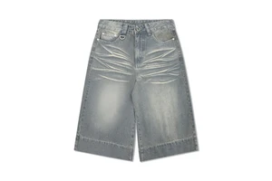 Customizable Men's Summer Streetwear Denim Shorts Breathable High-Waist Baggy Jorts Casual Knee Jean Shorts