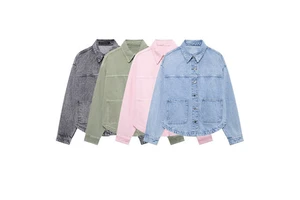 SHENZHU Women's 2024 Early Autumn New Arrivals Chic Fashion Patch Pocket Denim Jacket Coat Top 0108229