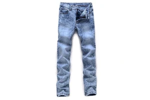 High Quality Men's Straight Jeans Custom Logo Plus Size Side Stripe Wholesale Eco-Friendly Breathable Waterproof Washed Solid