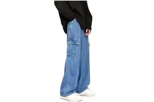 High Quality Denim Long Pants Loose Elastic High-Waist Straight Wide-Leg Slimming Spring Summer Cargo Baggy Men's Jeans