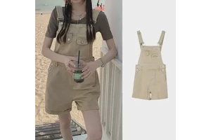Women Cargo Overalls Shorts Summer Thin Ladies Casual Suspender Jumpsuits Solid Color Female Denim Rompers Sleeveless Playsuits