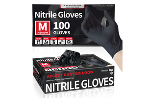 Disposable 5mil Industrial Black Nitrile Gloves Garage Duty Car Mechanics Repair Full Textured Nitrile Mechanical Work Gloves