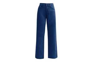 Manufacturer Women's Jeans Baggy Vintage Pants Wide Legs Custom Logo Straight Flared Faded Denim Washed Blue Jeans For Women