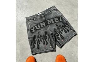 Custom Manufacturer Denim Shorts Hombre Rhinestone Y2K Streetwear Vintage Homme Jeans Shorts Baggy Men's Jorts