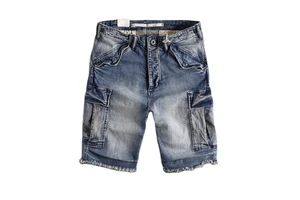 Summer New Men's Vintage Woven Mid Waist Boot Cut Stretch Quick Dry Light Denim Shorts Blue Black 100% Cotton ODM Serviced