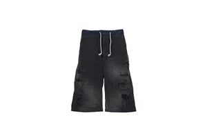 Jorts Denim Shorts Men's Cropped Jeans Short Hand Stain Distressed Vintage Streetwear Stylish Summer Shorts