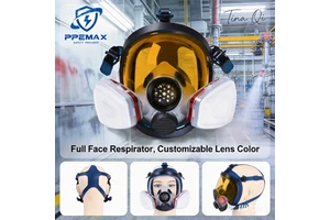 CE Certification Dual Bayonet Organic Gas Respirators Strong UV Resistant Amber Color Lens Full Face Chemical Breathing Mask