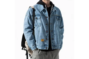 High Quality Custom OEM Men's Black Denim Jacket Embroidered Loose Fashion Jean Jacket for Spring and Autumn Hot Months