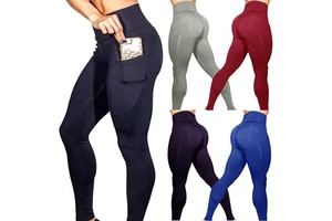 High Waist Yoga Pants With Pockets Women Fitness & Yoga Wear Solid Pattern Buttery Soft Leggings