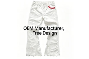 Manufacturer OEM Custom Streetwear Hip Hop High Quality Rise Studded Oversized Boot Cut Wide Leg Flared Baggy Denim Jeans Men