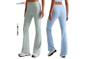 Super Soft High Waist Yoga Flare Pants with Elastic Waist Closure Basic Design New Colors and Fabric Casual Sports Pants