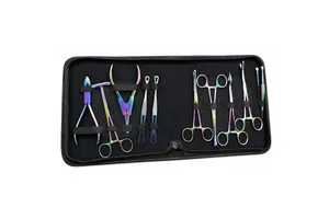 Professional Piercing Studio Tools Supplies Body Piercing Tool Set Rainbow Titanium Coated Stainless Steel Piercing Instruments