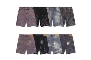 MZN Wholesale Summer High Quality Designer Famous Brand Jean Shorts Diamond Straight Men's Denim Overalls Streetwear Dark Zipper