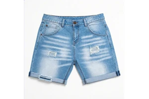 Men's Cotton Denim Summer Shorts Custom Jeans Trouser Stylish Straight Damage Design Mid Waist Medium Wash Casual Breathable