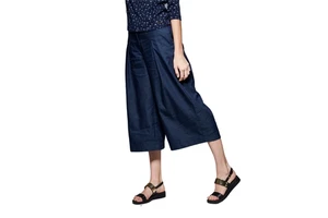 ODM Women's Breathable Mid Elastic Waist Wide Leg Pants with Pockets Spring Casual