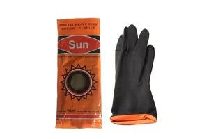 Black Latex Industrial Chemical Resistant Sun Brand Safety Gloves