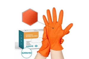 BSS015 Orange Diamond Grip 8mil Custom logo Mechanical Repair Guantes De Nitrilo Diamante Powder Free Disposable Nitrile Gloves