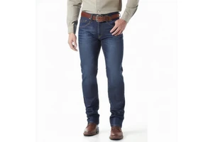 Custom Men's Denim Trousers Slim Fit Mid Waist Soft Cotton Pocket Boot Cut Washed Casual Straight Jeans for Spring/Summer Button