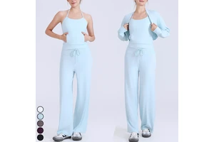 WX3543 Women's Long Sleeve Yoga Top Skin-friendly Crop Top Loose Fit Yoga Top Fitness Straps Cover-up Athleisure Ballet Wrap Top
