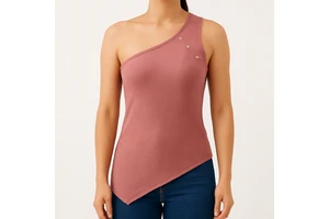 Custom Front High Quality Women's Gym Fitness Crop Tank Tops 100% Cotton Breathable Yoga Workout Tops Shoulder Asymmetrical Cut