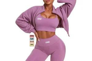 2024 Custom High Quality Crop Top 3 Piece Plus Size Fitness Yoga Sets Sportswear High Waist Leggings for Women
