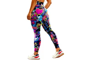 Women's High Waist Ankle-Length Color Blocking Printed Breathable Quick-Drying Seamless Yoga Pants Spandex/Polyester Elastic