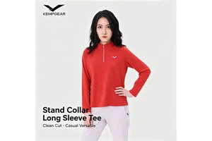 Custom Logo Women's Moisture Wicking Long Sleeve Shirt Half-Zip Stand Collar Hiking Running Base Layer