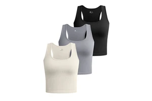 Women High Support Racerback Athletic Fitness Sports Bra Seamless Breathable Front Running Workout Gym Yoga Activewear Daily
